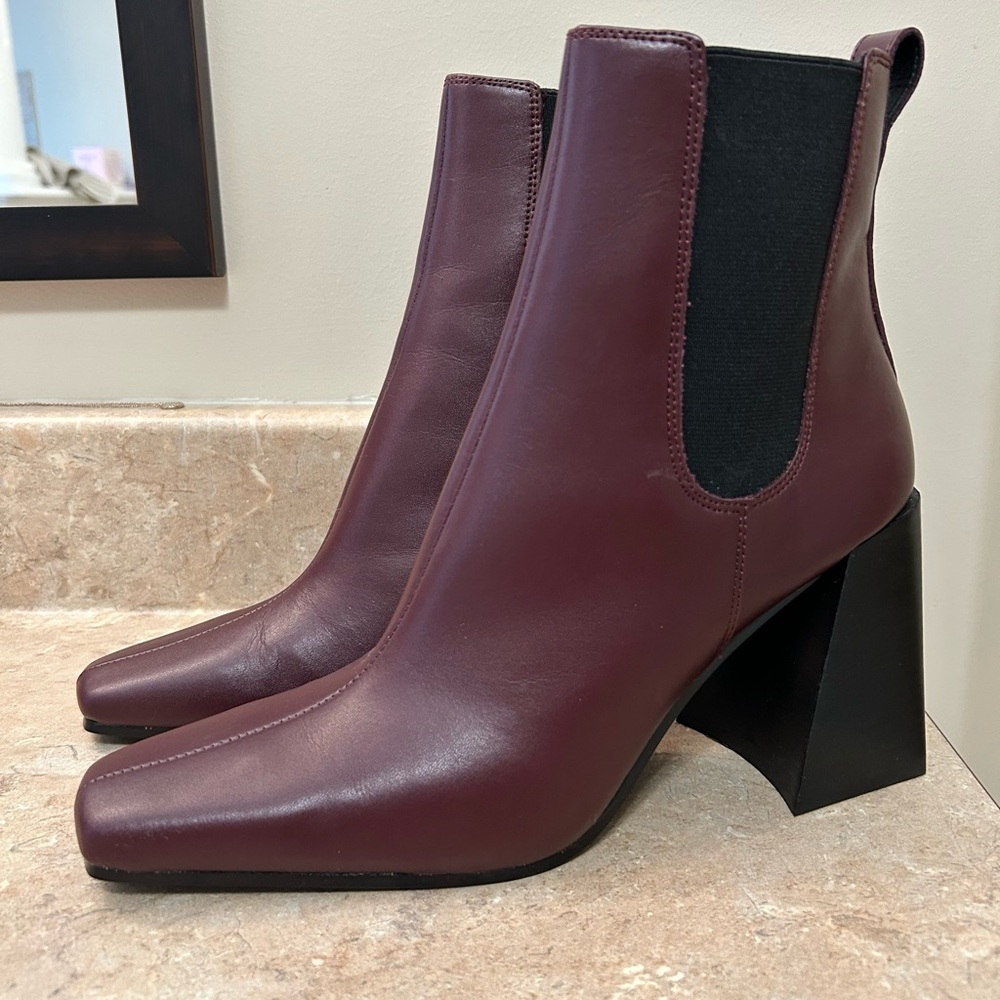 NWOT Topshop Burgundy Leather Boots
